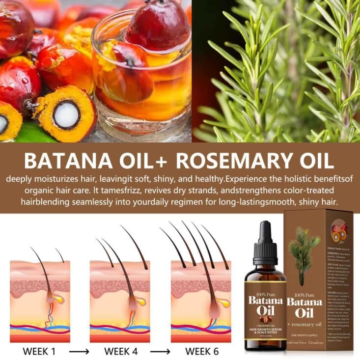 Miniatura 5 de Batana Oil Suero para el crecimiento del cabello con romero, tratamiento de desintoxicación del cuero cabelludo, 1 fl oz