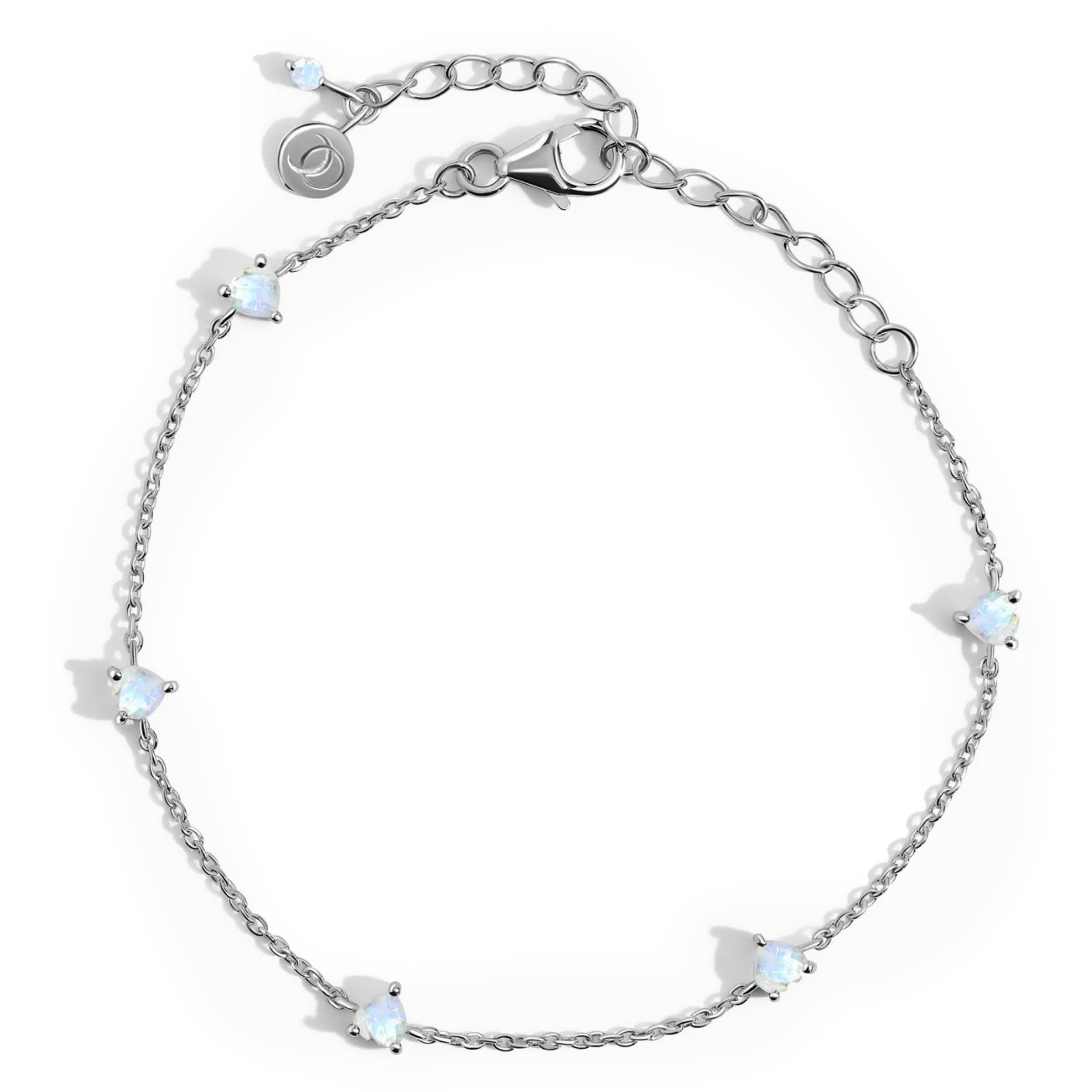 Moon MagicAuthentic Moonstone Bracelet - Flow/Real 925 Sterling Silver - 18k Rose Gold Rainbow Moonstone Bracelets for Women/Genuine Moonstone Jewelry