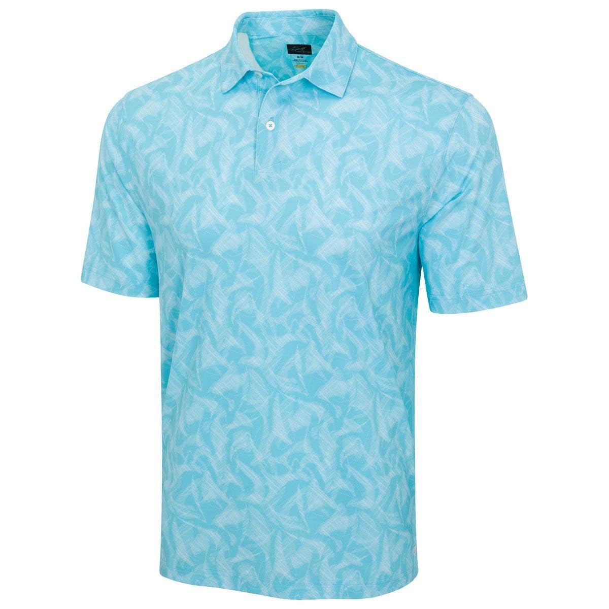 Greg Norman Men's Great White Mirage Ultra-Stretch Golf Polo Shirt - XXL/Turquoise