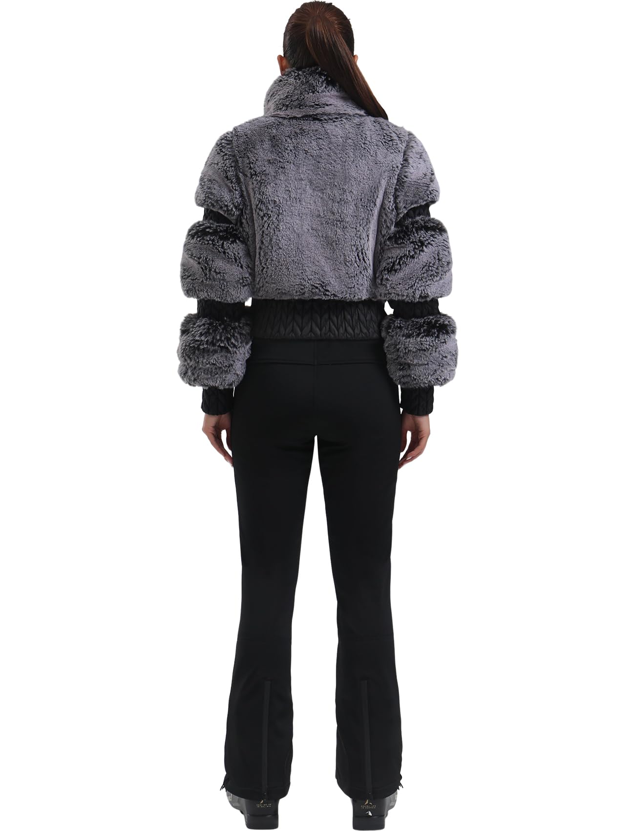 GSOU SNOW Women Ski Jacket Faux Fur Snowboard Coat Snow Cropped Jacket Winter Outdoor Warm