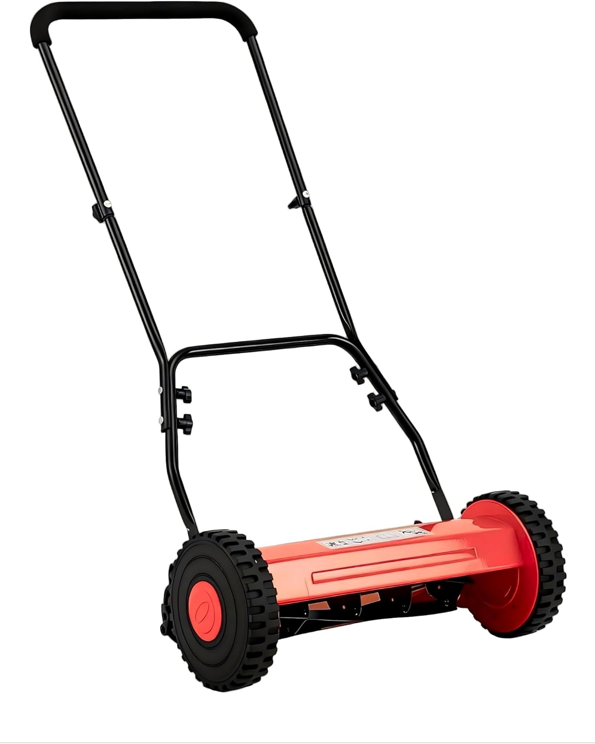 GlowSol Lightweight 5-Blade 14 inches Manual Push Reel Lawn Mower, 0.4-4in Adjustable Cutting Height, Quiet & Compact, Easy Assembly – Ideal for Small to Medium Yards – Red