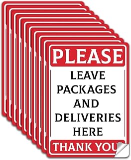 10Pcs Packages Delivery Here Sign Sticker, Please Leave Packages and Deliveries Here Sign for Dlivery Driver PVC Waterproof Packages Delivery Instruction Tags, 5.1x7 Inch