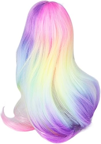 Miniatura 6 de Zerodis Pelucas de pelo de muñeca, peluca suave y flexible de alta simulación, peluca de muñeca de color degradado para muñecas de circunferencia de