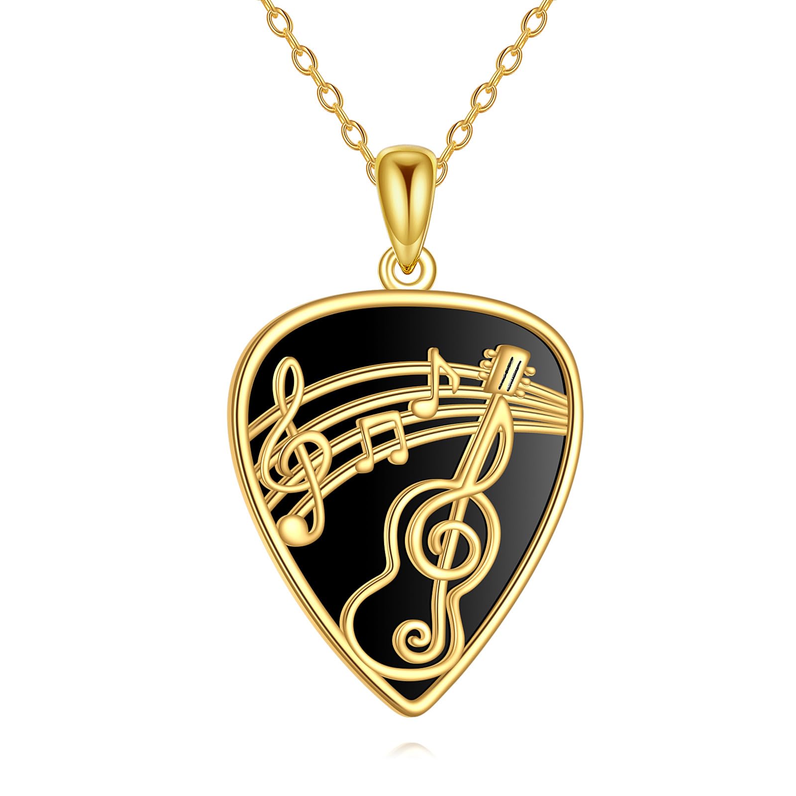 ONEFINITY Guitar Pick Necklace 925 Sterling Silver Guitar Pick Pendant Music Jewelry Gifts For Women
