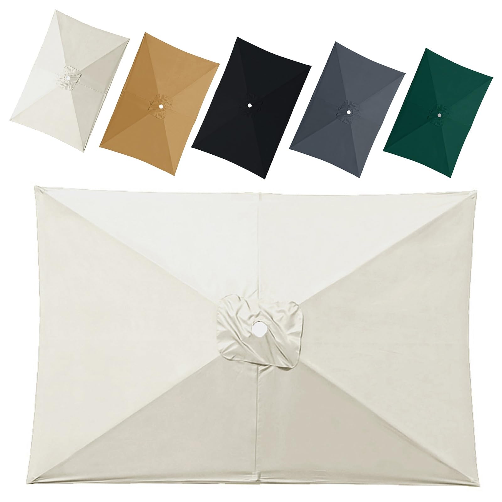 Telo di Ricambio per Ombrellone 3.0x2.0 m 3.0x3.0 m con Presa d'Aria Superiore, 6 Stecche Tettoia di Ricambio per Ombrello Impermeabile(White,2.0x3.0m)