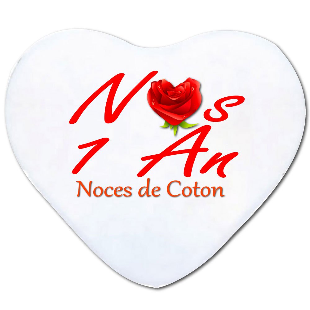 Magnifique housse zippée et coussin cœur noces de coton haut de gamme