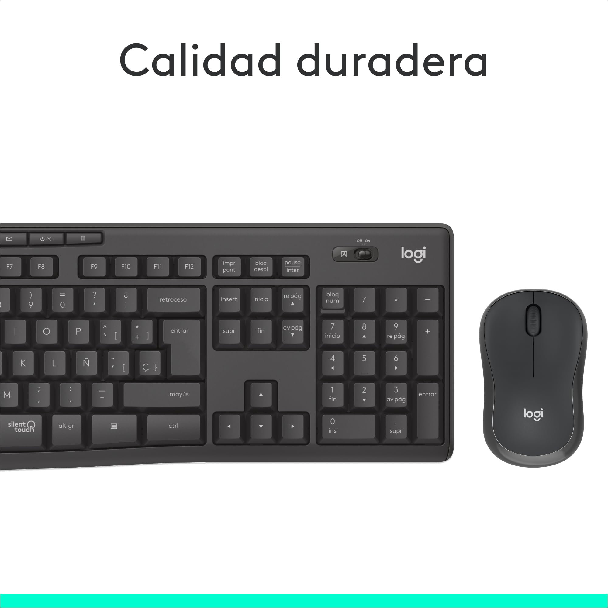 Logitech MK295 Silent Combinación de Teclado y Ratón Inalámbricos con SilentTouch, Seguimiento Óptico, Tecnología Inalámbrica sin Demoras, 90% Menos de Ruido, QWERTY Español, Negro