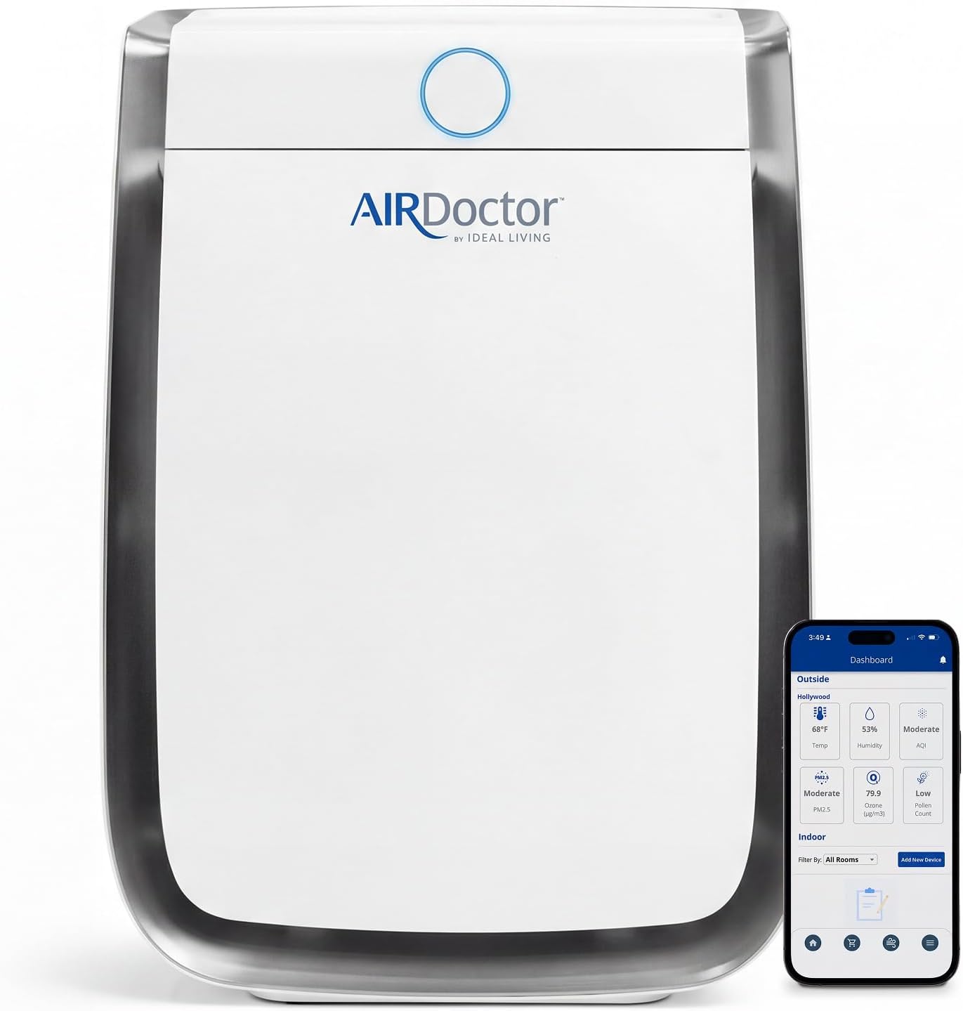 AD3500 Smart App Air Purifier. Cleans Bedrooms, Large Rooms Up to 2,520 ft2. Removes Smoke, Dust, Pet Hair, Odors, Pollen. Hospital-Grade UltraHEPA, Premium Carbon Filtration