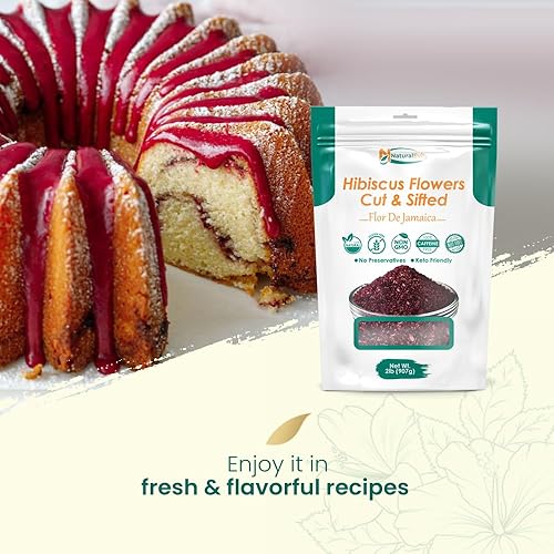 Miniatura 7 de NaturalEvity Whole Dried Hibiscus Flowers (4 oz) + Cut & Sifted Hibiscus (32 oz)  Premium Sun-Dried Non-GMO Petals for Tea, Agua de Jamaica, Drinks
