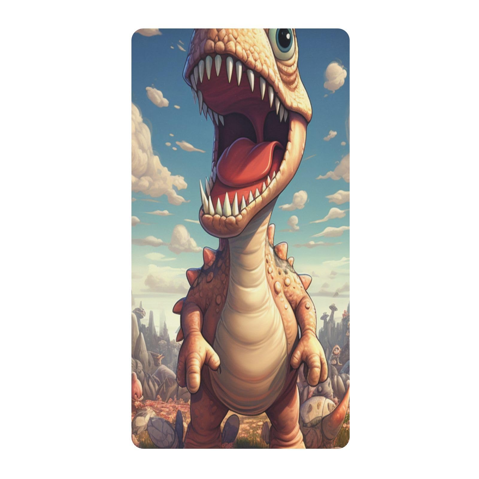 Dessin Animé Dinosaure Heureux Drap Housse pour Lit BéBé en Coton Doux,Adapté au Matelas Parc