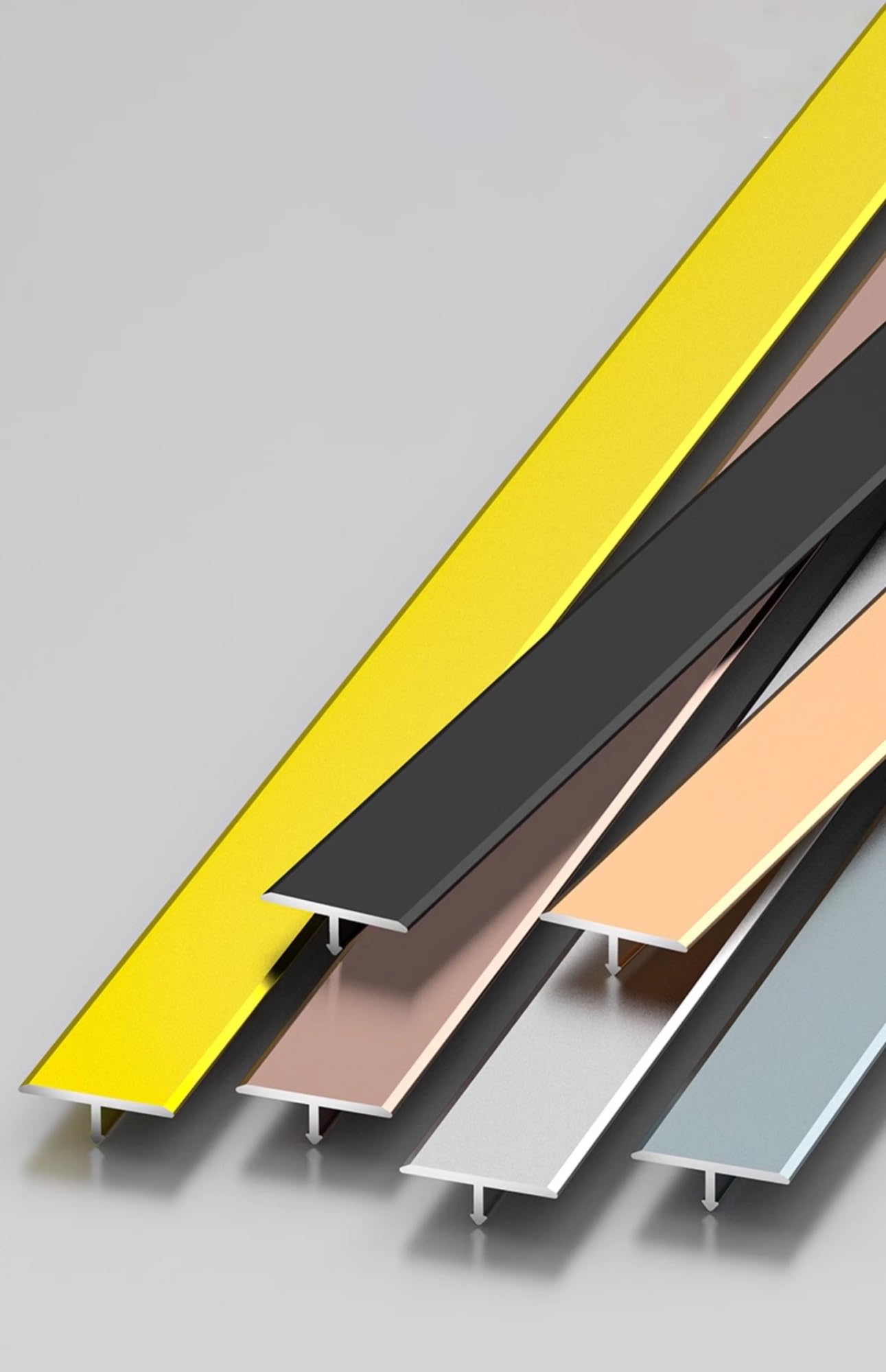 Aluminum T-Molding Floor Transition Strip – 1M Length, 10mm Width, Black – 3 Pieces, For Laminate, Tile, Wood Gaps