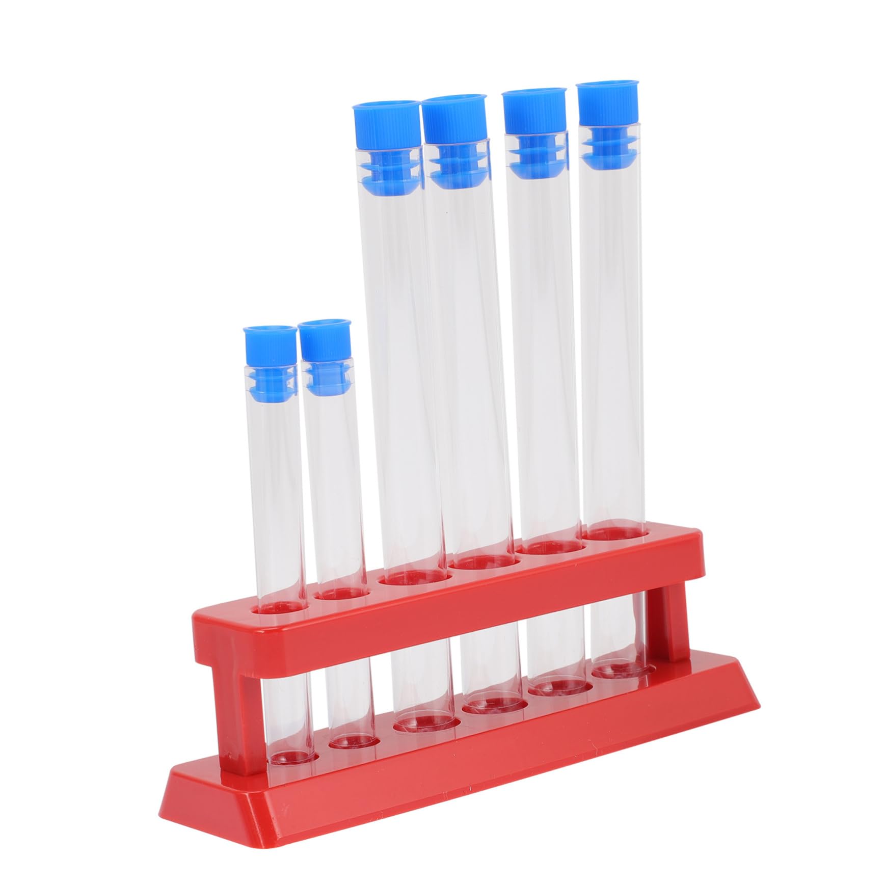 HOMOCONO Science Tube Rack 6pcs Plastic Test Tubes Cork Lab Testing Tubes Experiment Tubes Storage Rack Home School Use Random