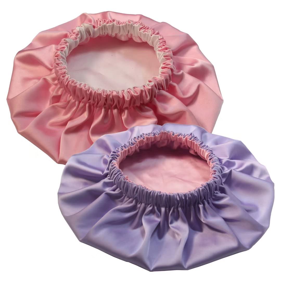 2PCS Satin Silk Sleep Bonnet Cap for Curly Hair Head Cover Wrap for Little Big Kid Girls Boys 8~14 Years