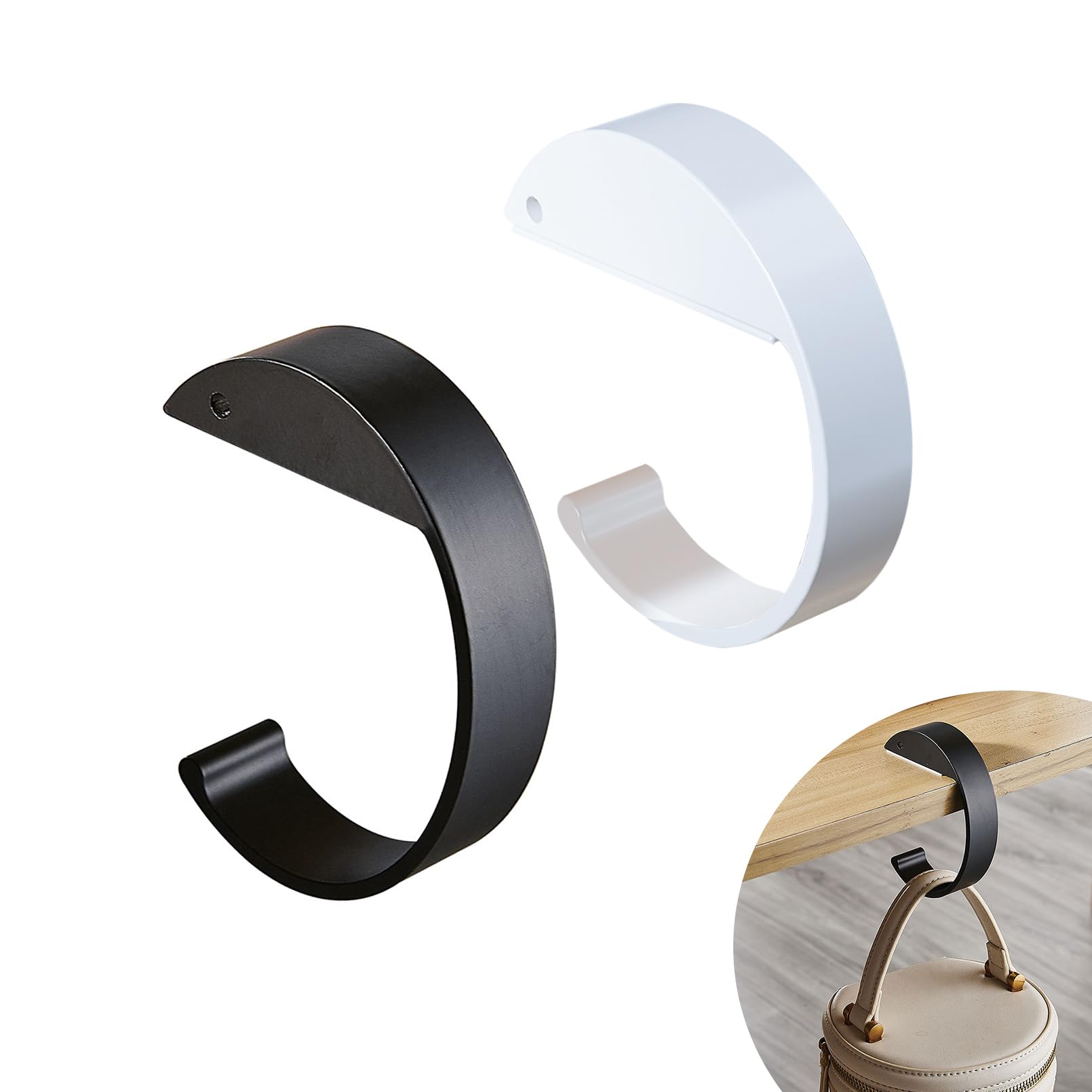 HAOXYO2 Pcs Bag Hook,C Letter Shape Handbag Hook,Staple Free Portable Hooks for Hanging,High Strength Handbag Holder,Table Hook for Desktop Hanging of Wallets,Keys,Umbrellas and Headphones