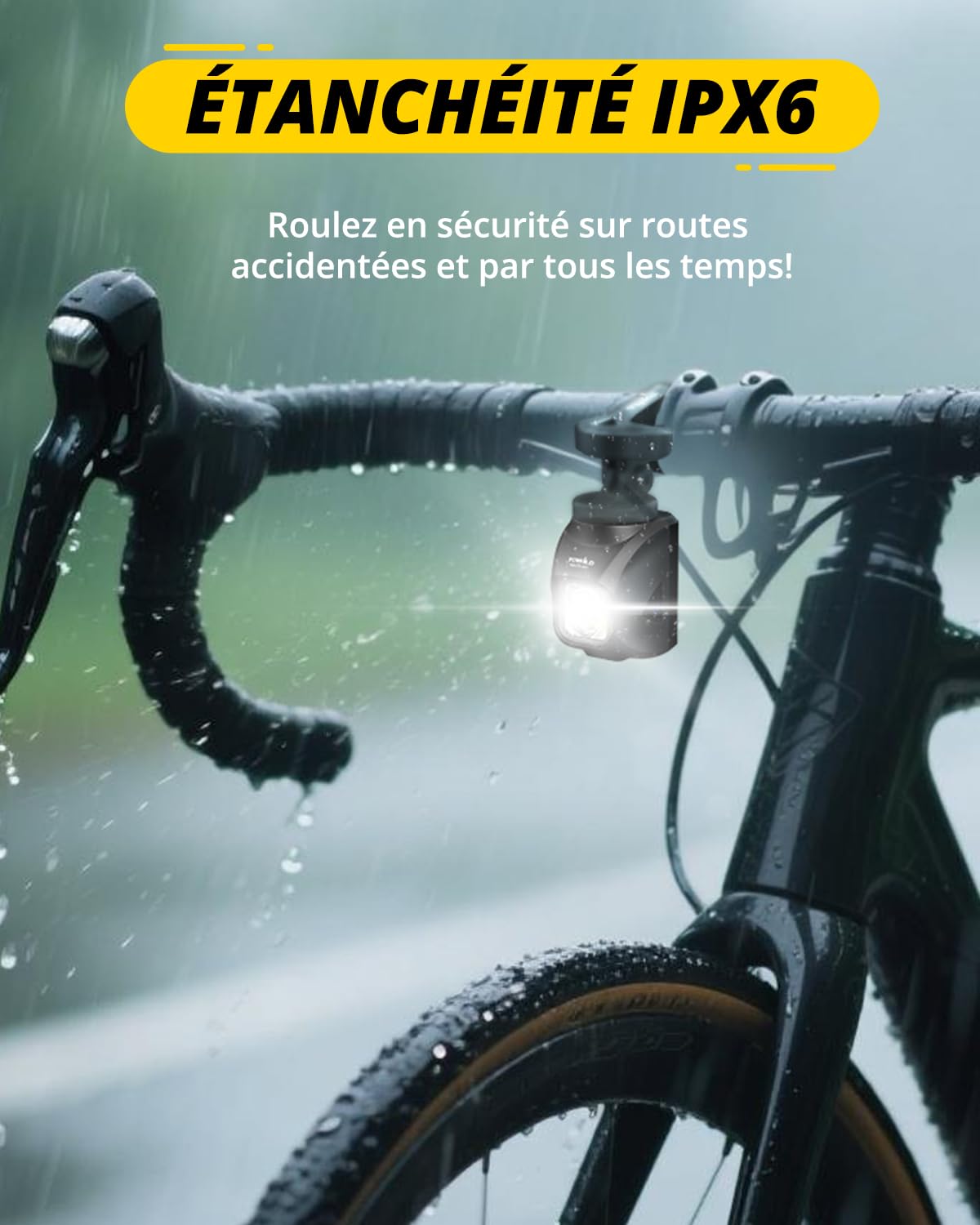 TOWILD DL1200S Lumière Vélo avec Télécommande, Lampe Vélo LED Suspendue 1200 Lumens, Rechargeable USB-C 3200mAh, Anti-éblouissement pour Vélo de Route et VTT, Phare Avant IPX6 éclairage Avant Vélo