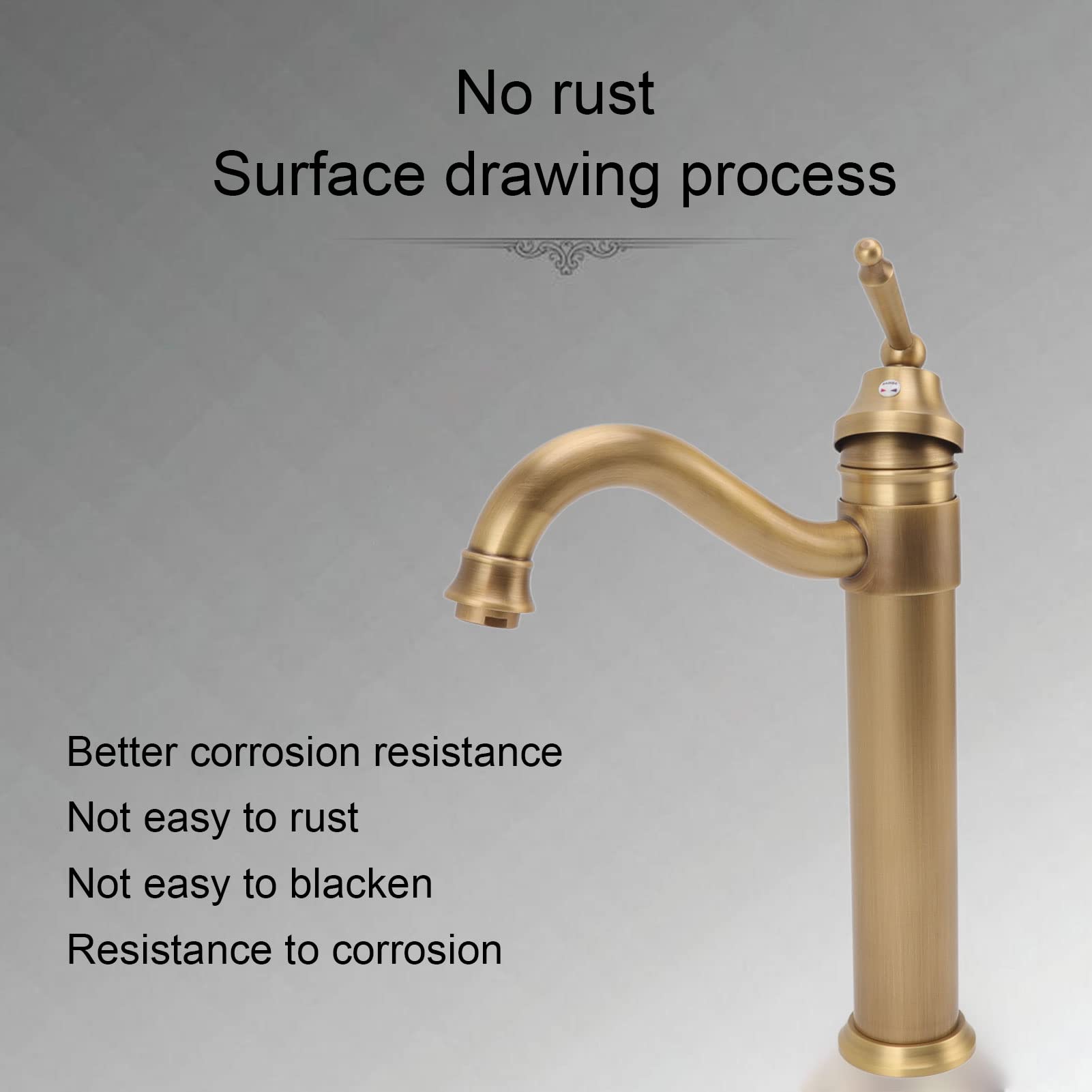 Robinet Lavabo Cuivre Salle De Bains Robinet Haut Lavabo Cuivre Rétro Industriel Mitigeur Eau Chaude Froide Mitigeur pour Au-Dessus du Comptoir Salle De Bains Hôtel