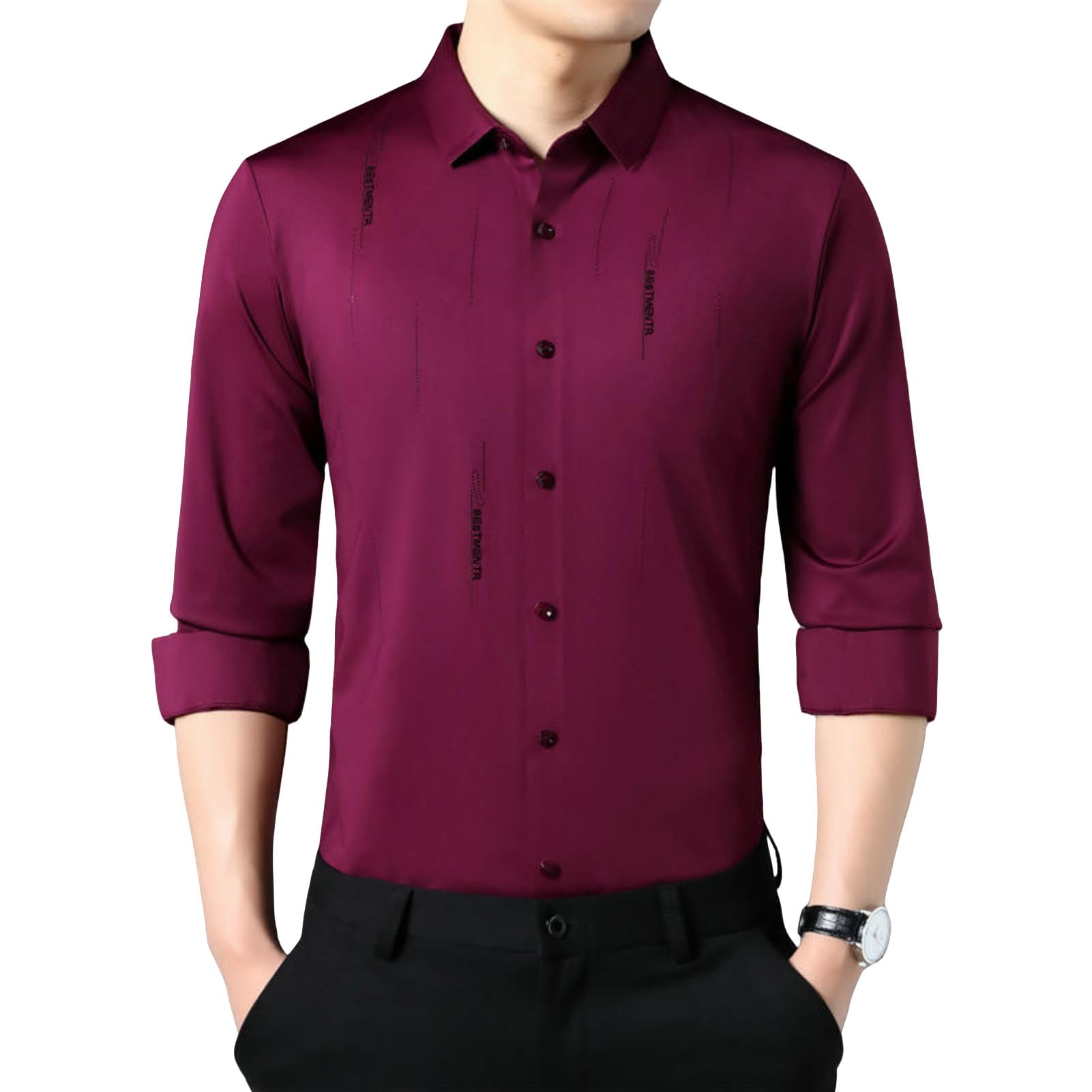 Camisa de manga larga sin costuras elástica sin costuras para hombre
