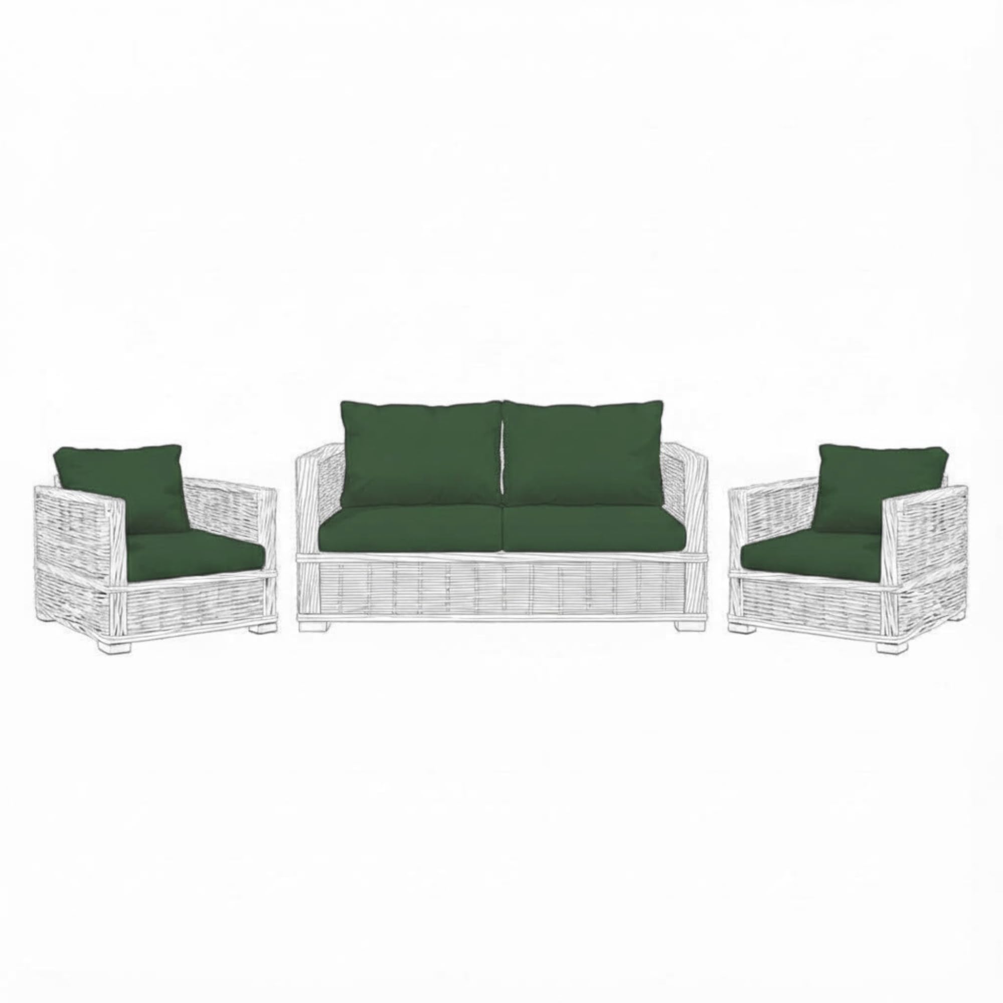 Kosiproducts Replacement Rattan Cushion Seat Cushions Garden Patio Furniture [Green, 4 Seats + 4 Cushions] - Furntiure Not Included