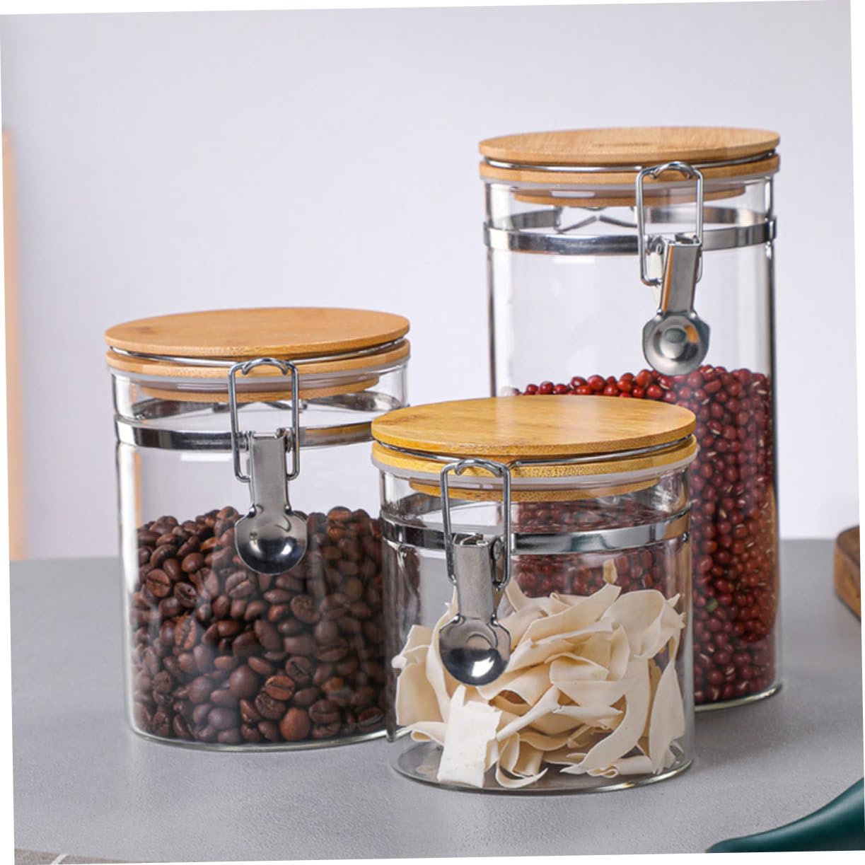 2 Stück Vorratsgläser 1140ml und 1280ml aus Glas mit Edelstahldeckel | Luftdicht Verschlossen, für Mehl und Getreide, Klare Ausführung für Küche