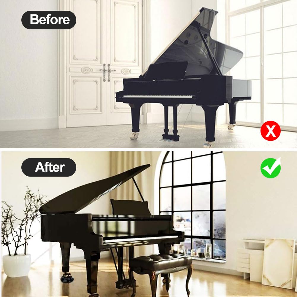 Helweet Upright Piano Caster Cups, Piano Caster Pads, 4 Pcs, Black, Non-slip, Soundproof Plastic, Protects Floors, Tiles and Carpets - Image 2