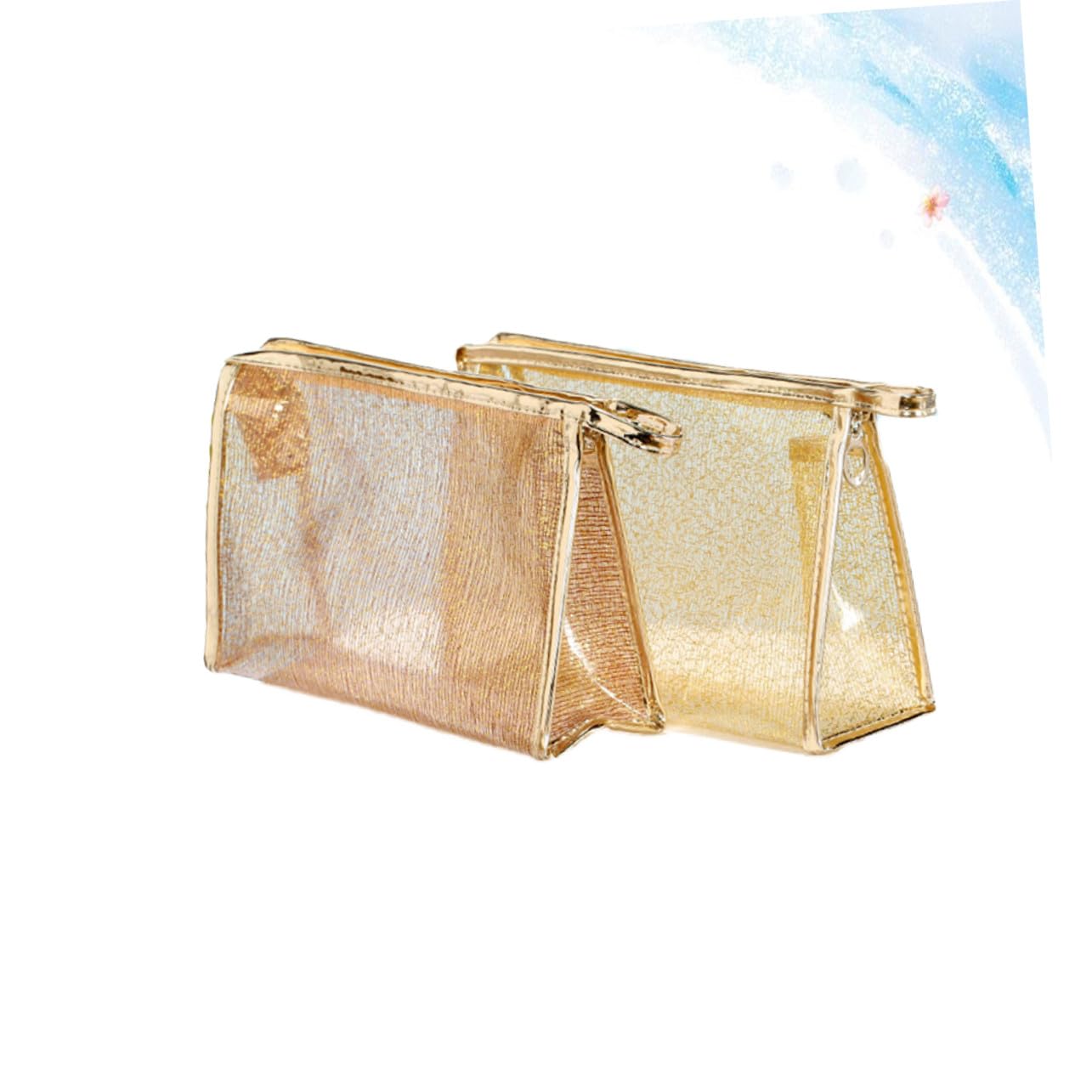 3 pezzi Pochette Trasparenti Tpu con Zip Organizer Beauty Case Viaggio Borsa Toilette Multifunzionale Portatile per Cosmetici e Toeletta Bianco Caffè Oro
