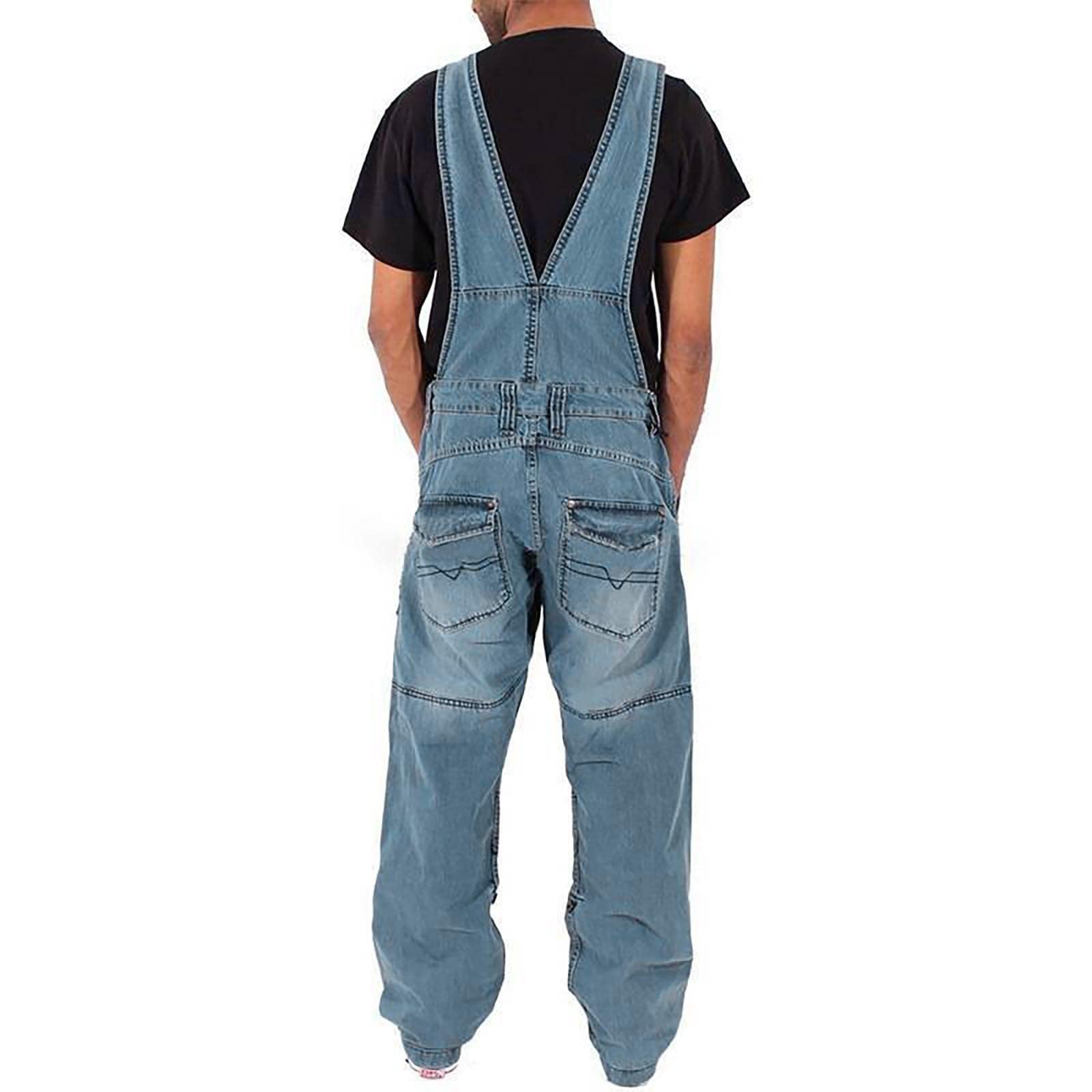 Peto de mezclilla para hombre - Mono de trabajo de ajuste relajado Tirantes ajustables y bolsillos, mono vaquero para trabajo e informal