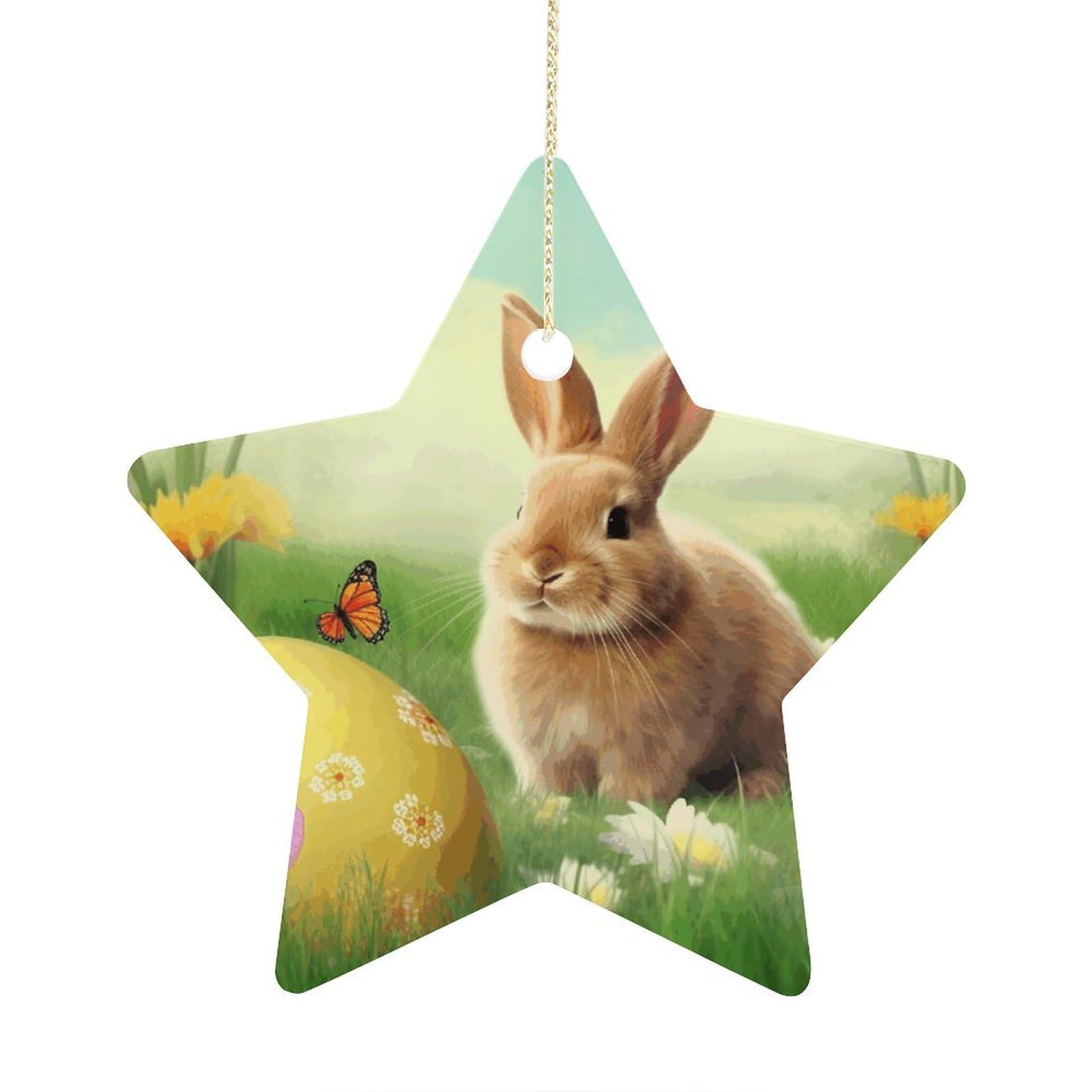 Fodpand Women's Style Easter Bunny Spring Butterfly Ornament With String, Keepsake Hanging Decorations,Ceramic Ornaments For Men Indoor Home Holiday Party Gifts