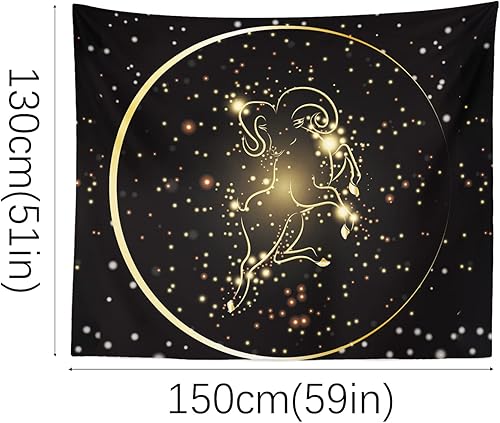 Miniatura 2 de Berkin Arts Tapiz decorativo para colgar en la pared, tela de poliéster premium, telón de fondo de arte espacial, constelación de Aries adornado,