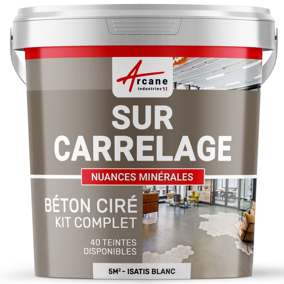 Béton Ciré sur Carrelage, Sol Mur 5 m² (en 2 couches) Isatis Blanc