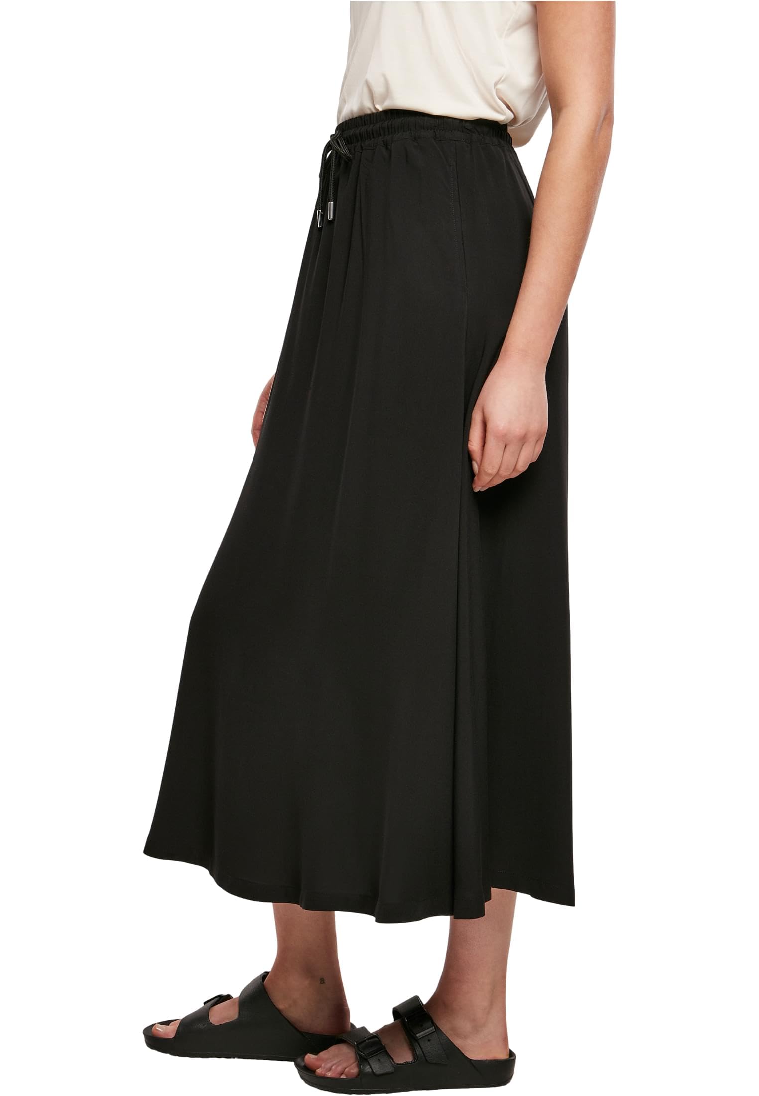 Urban Classics Ladies' Viscose Midi Skirt Donna Gonna Lunga Nero 100% Viscosa