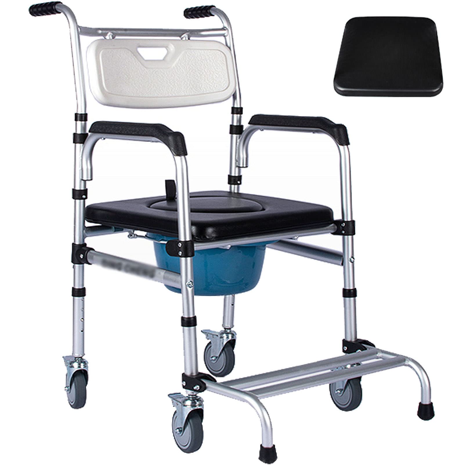 FBJAMZ Bedside Commode Chair Elderly Disabled, Toilet Rolling Chair Brake Casters, Lightweight Aluminum Shower Wheelchair, Transport Aid Injured