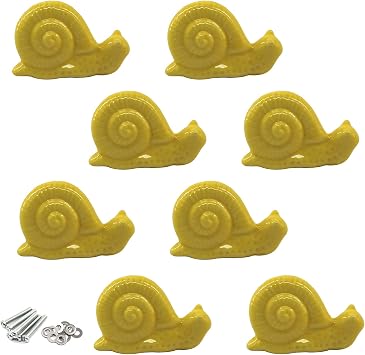 Yellow Ceramic Handle Pull Door knobs Cabinet Handles for Children's Room 8 Pieces