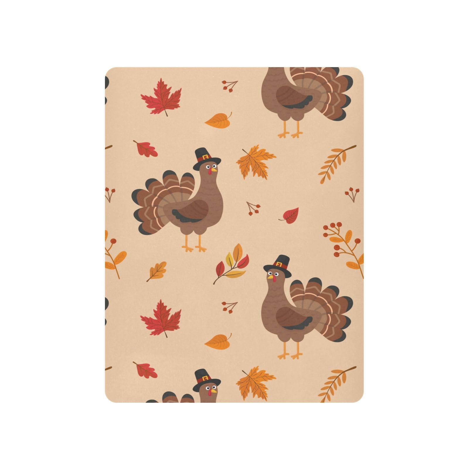 Moudou Thanksgiving Turkey Playard Sheet for Boy Girls, Soft Breathable Fitted Toddler Sheet for Standard Playard Bed Mattress, 39 x 27 x 5 Inch