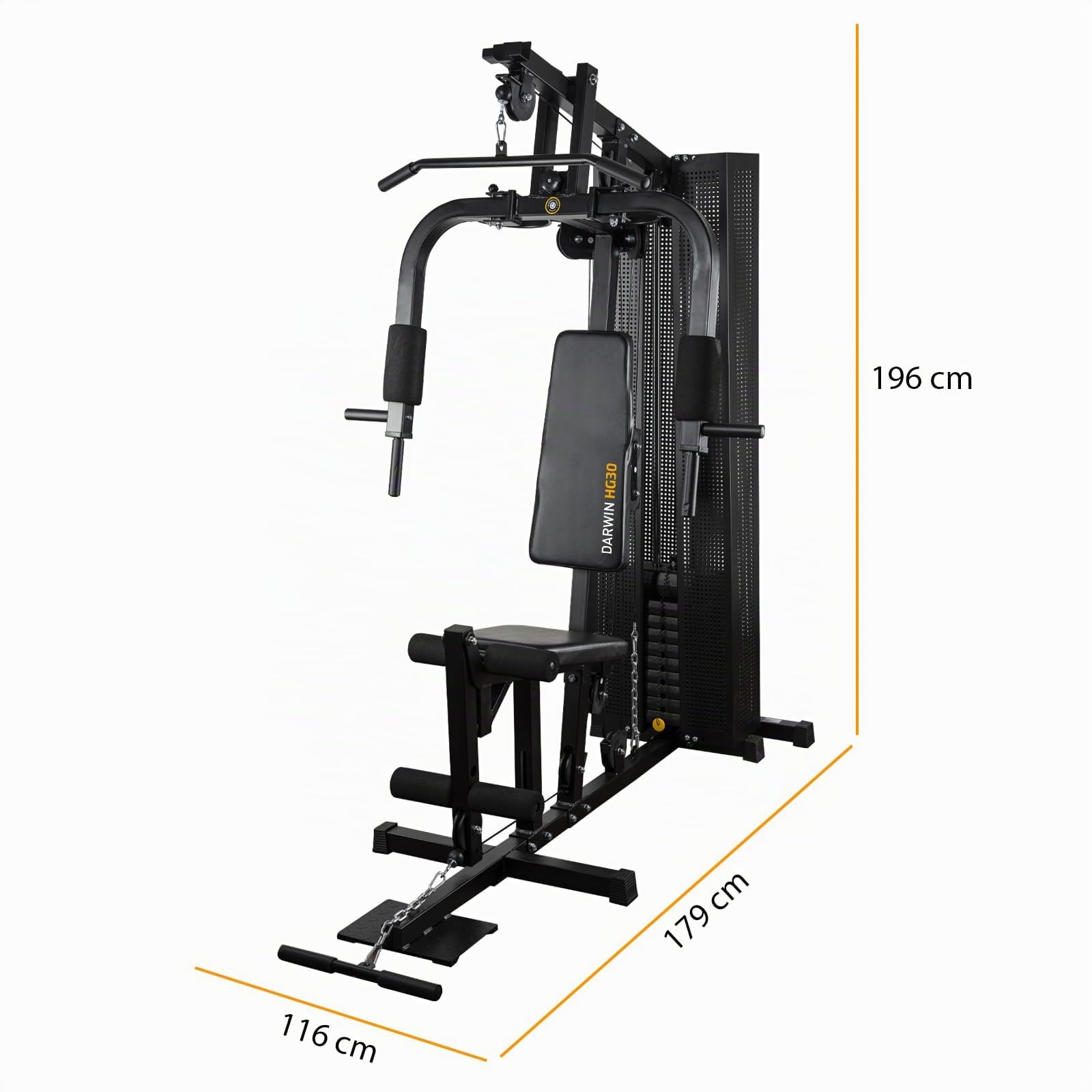 Darwin HG30 Kraftstation, Multifunktionales Fitnessgerät, 50 kg Gewichtsblock, 179x116x196 cm, Maximale Belastung 100 kg