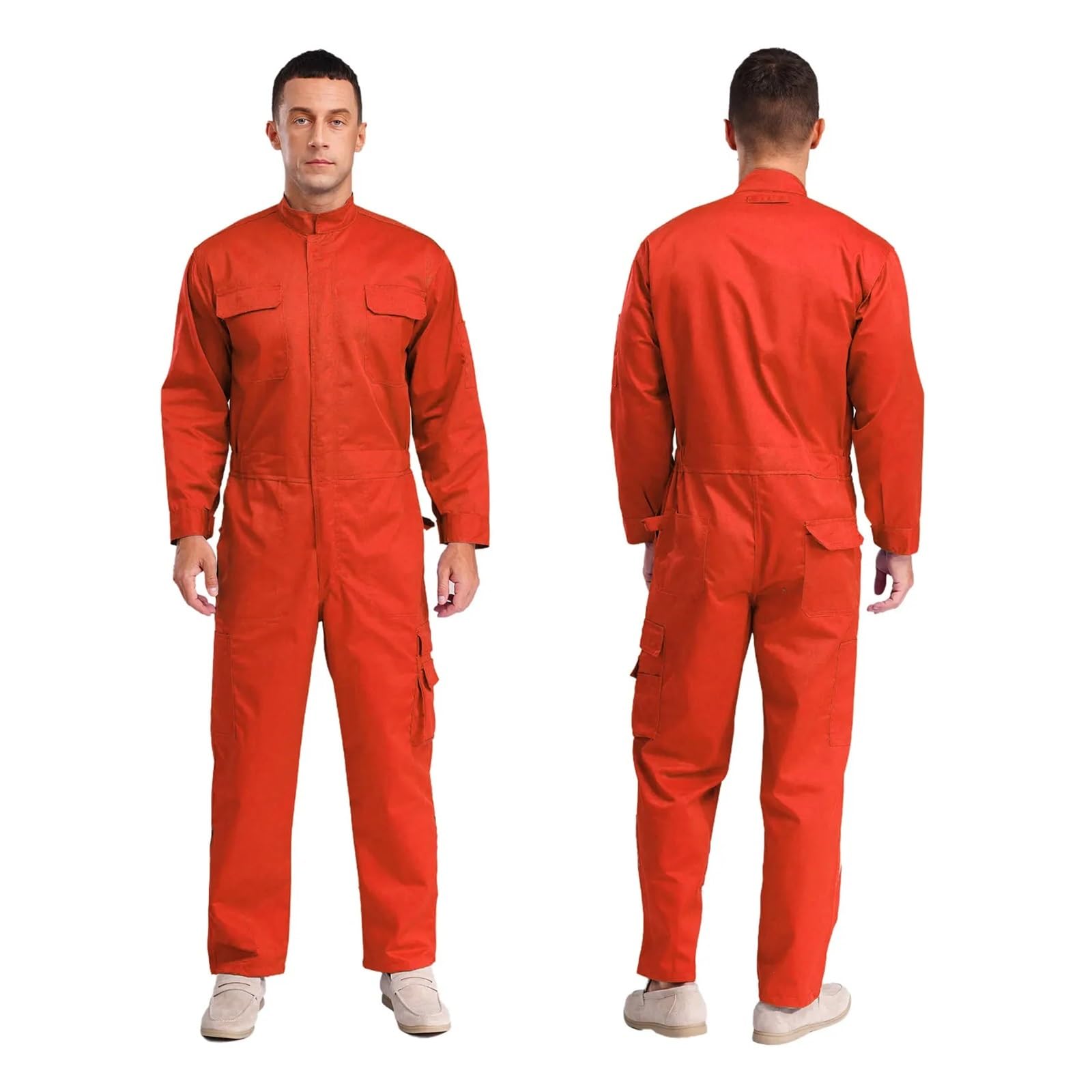 Tuta da Lavoro Resistente all'Usura da Uomo, Tuta da Lavoro for fabbriche Alimentari, Abbigliamento da Lavoro, Uniforme da Lavoro for Meccanici, Officina di Riparazione(Orange,XXL)