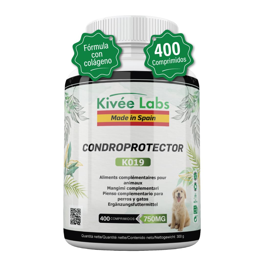 KivéeLabs® 400 Comprimidos Condoprotectores Perros con Mejillón Labios Verdes y Colágeno | Antiinflamatorios Perros Fabricado en España