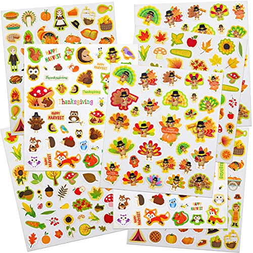 Thanksgiving Stickers for Kids 8 Sheets Thanksgiving Day Fall Party Supply Classroom Reward