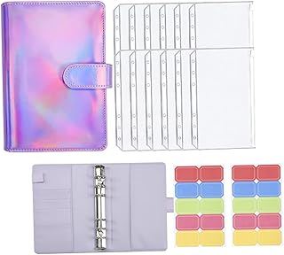 GATHINESS 1 Conjunto De Envelopes Com Zíper De Orçamento Couro Pu Fichário De 6 Argolas Fichário De Orçamento De Dinheiro Fichário De Poupança Fichário De Folhas Soltas Orçamento