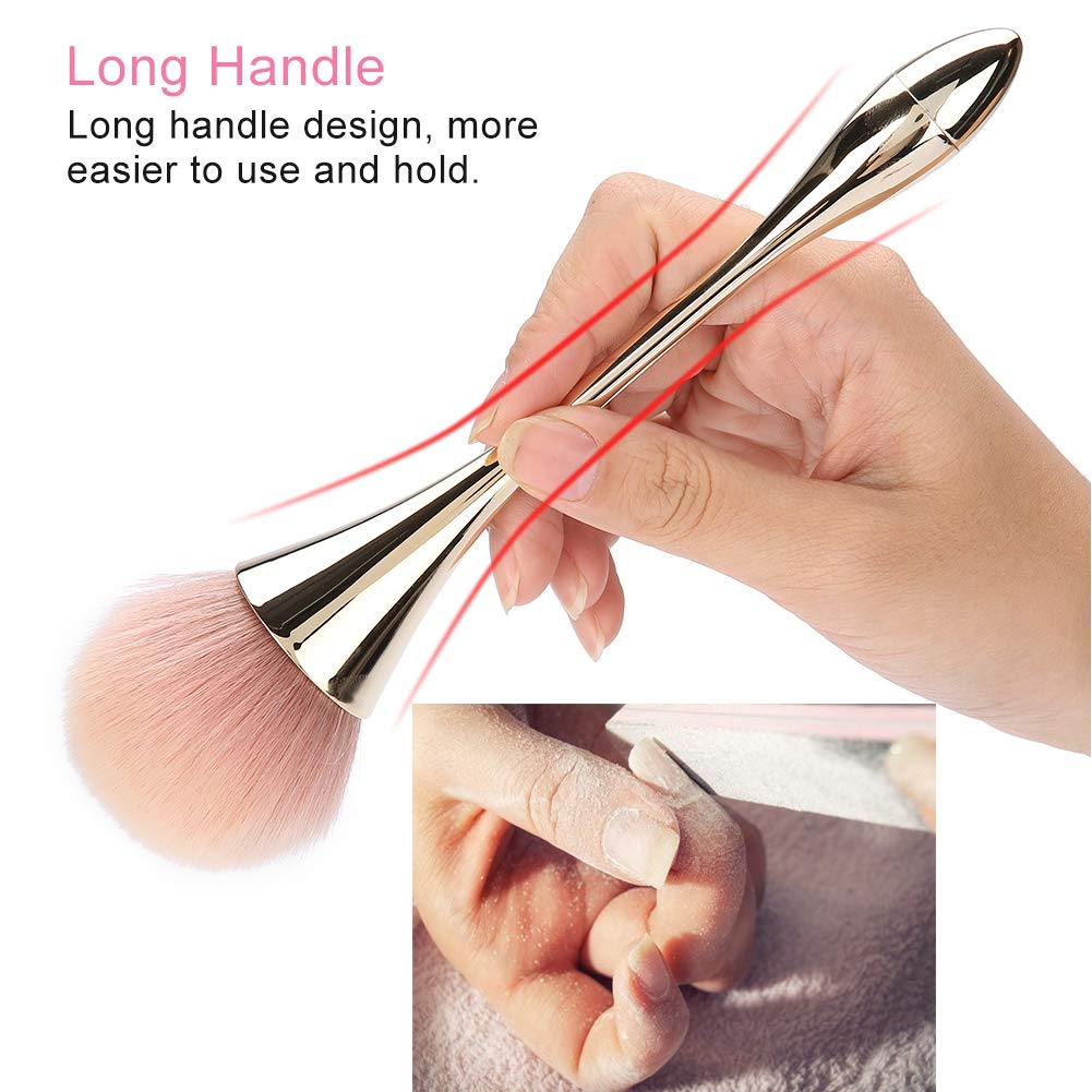 Pennello Professionale per Manicure e Nail Art, Spazzola Pulizia Polvere Unghie con Taglierino Integrato, Accessorio Essenziale per Cura e Rimozione Residui, Design Ergonomico Bianco