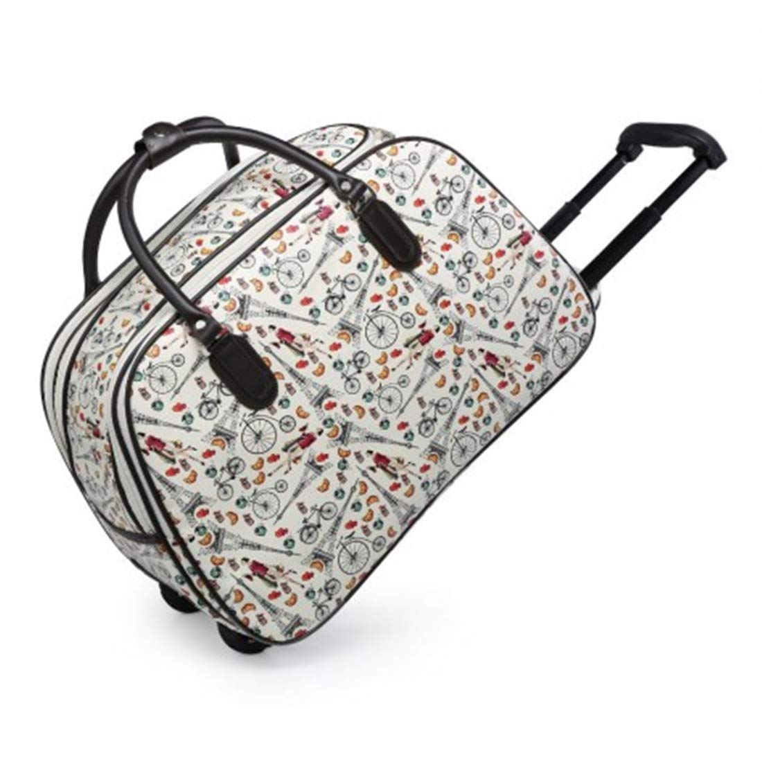 Women's Wheeled Travel Holdall Bags Holiday Baggage (Beige Bike)