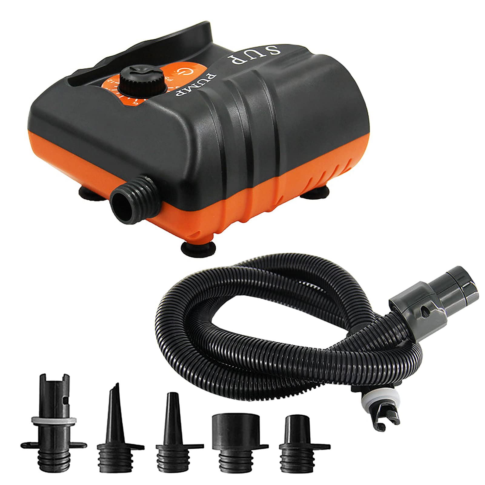 Kavolet Elektryczna pompka 16 PSI, elektryczna przenośna pompka powietrza z dyszami 6 szt. do nadmuchiwanej i łodzi, deski surfingowej, deski stojącej, kółek do pływania, materaca dmuchanego