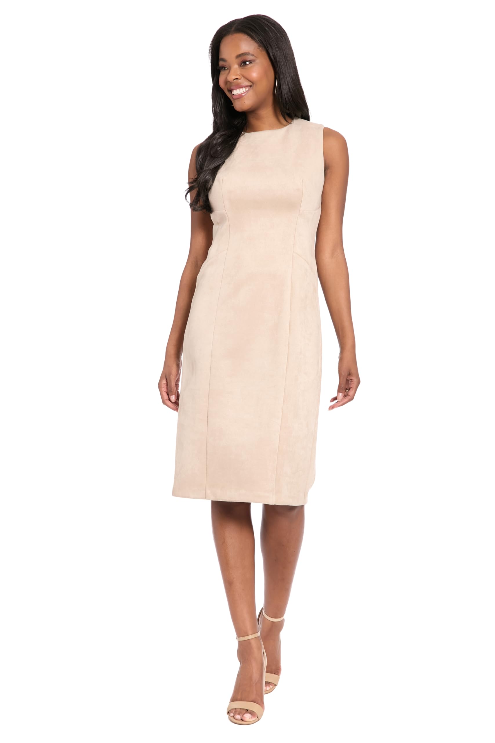 London Times Womens Sleeveless Round Neck Sheath Professional Work Dresses