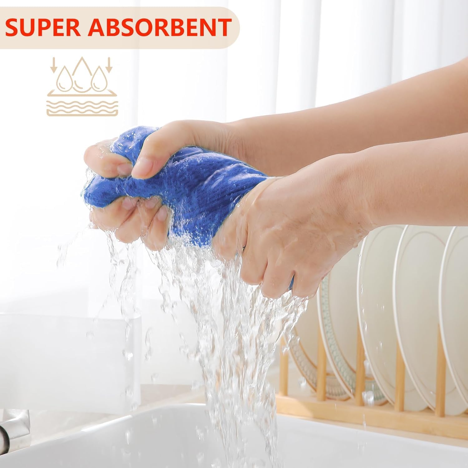 Moosfor 100% Cotton Kitchen Cleaning Cloths, Highly Absorbent Soft Dish Cloths - Image 3