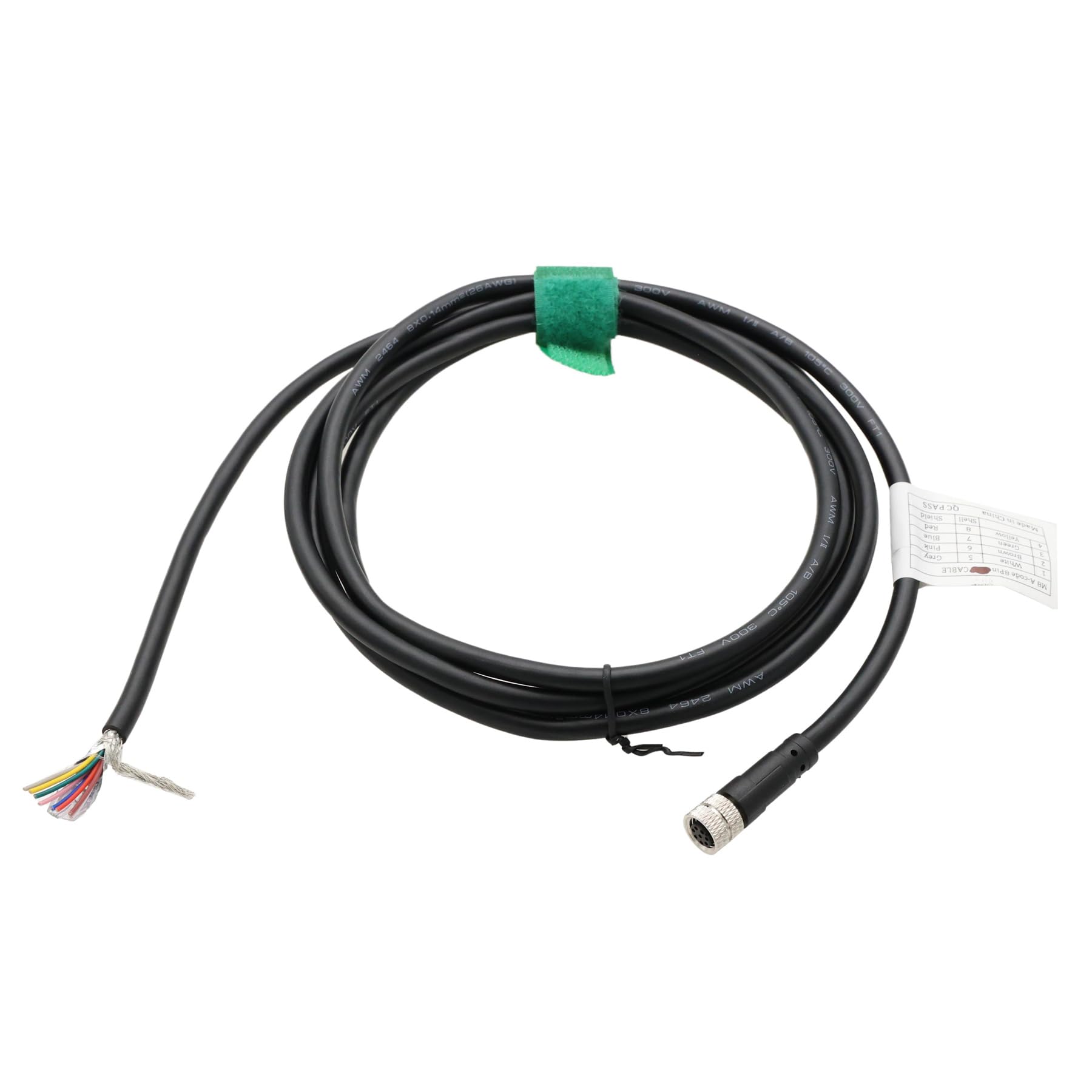 HangTon M8 8-pinowy żeński kabel zasilający do transmisji danych Baumer CX Machine Vision przemysłowa kamera czujnik automatyka sterowanie I/O, kodowanie, ekranowany, 1 m