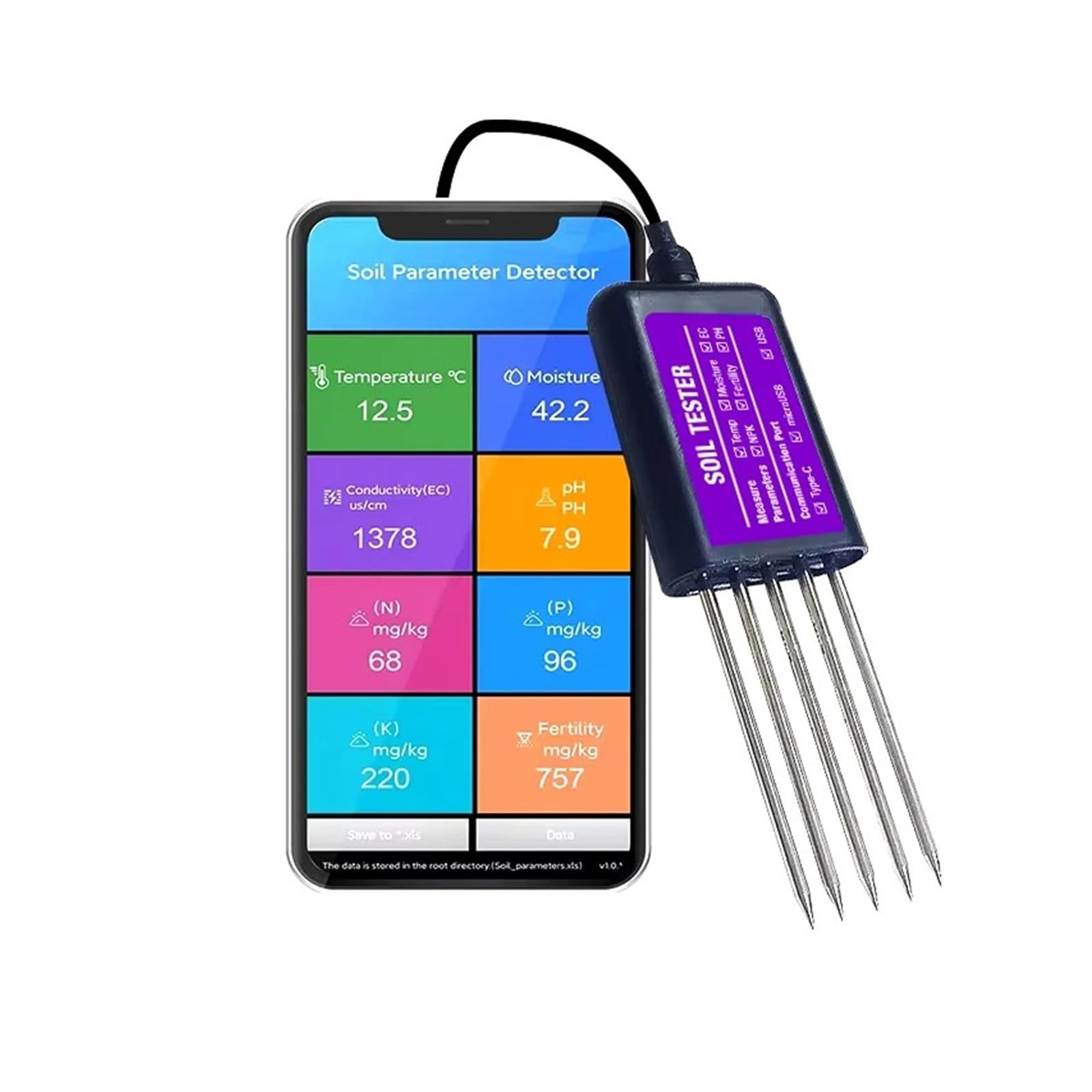 Tester gleby 8 w 1 z bezpłatną aplikacją