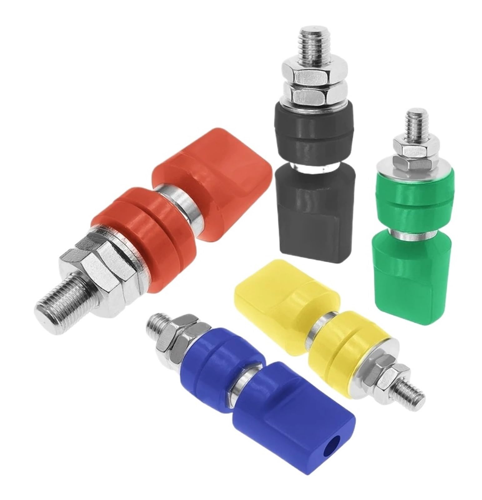 5 Stück 50-100 A Messing-Muttern mit Kappen M6/M8/M10 Bananenstecker 4 mm für große Stromkreise (Schwarz, M8 70 A)