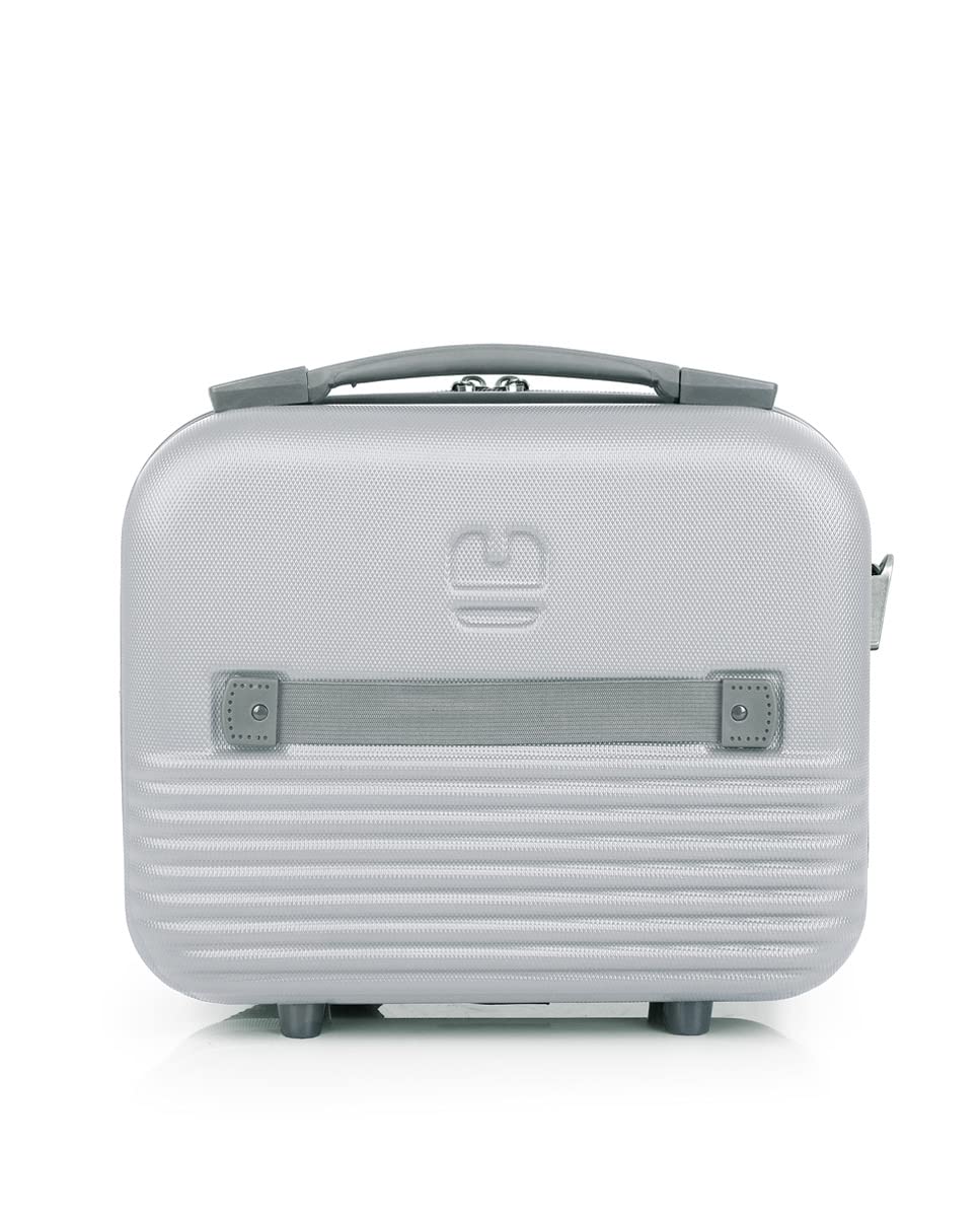 Gabol - Neceser de Viaje Rígido Balance XP 28x30x18cm - Peso 1kg con Capacidad de hasta 12L - con Acople a Maleta y Correa Ajustable - Diseño Español en ABS - Color Plata