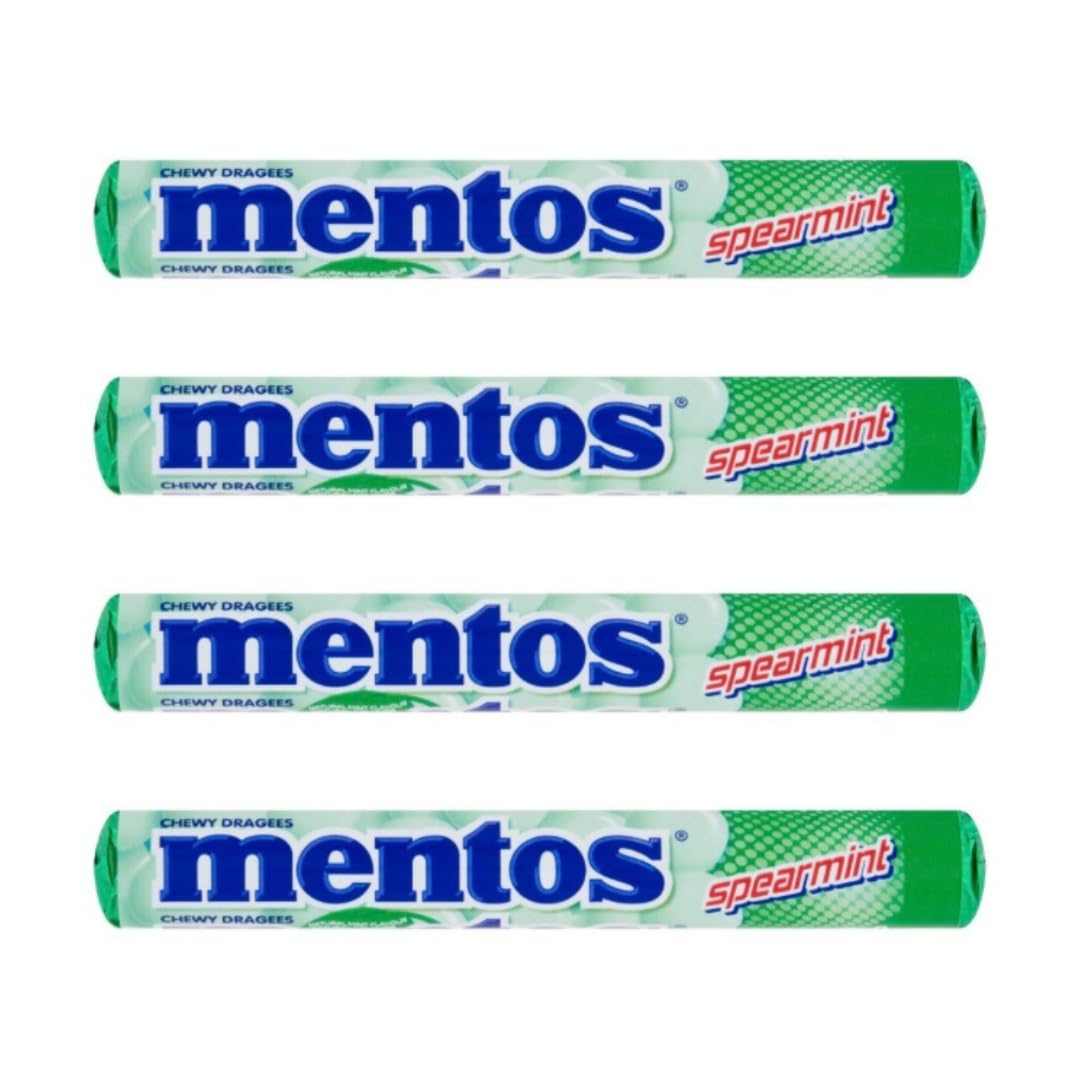 Spearmint Rolls 37.5g (Pack of 4) Multipack Chewy Dragees Softmints Sweets Mints Candy