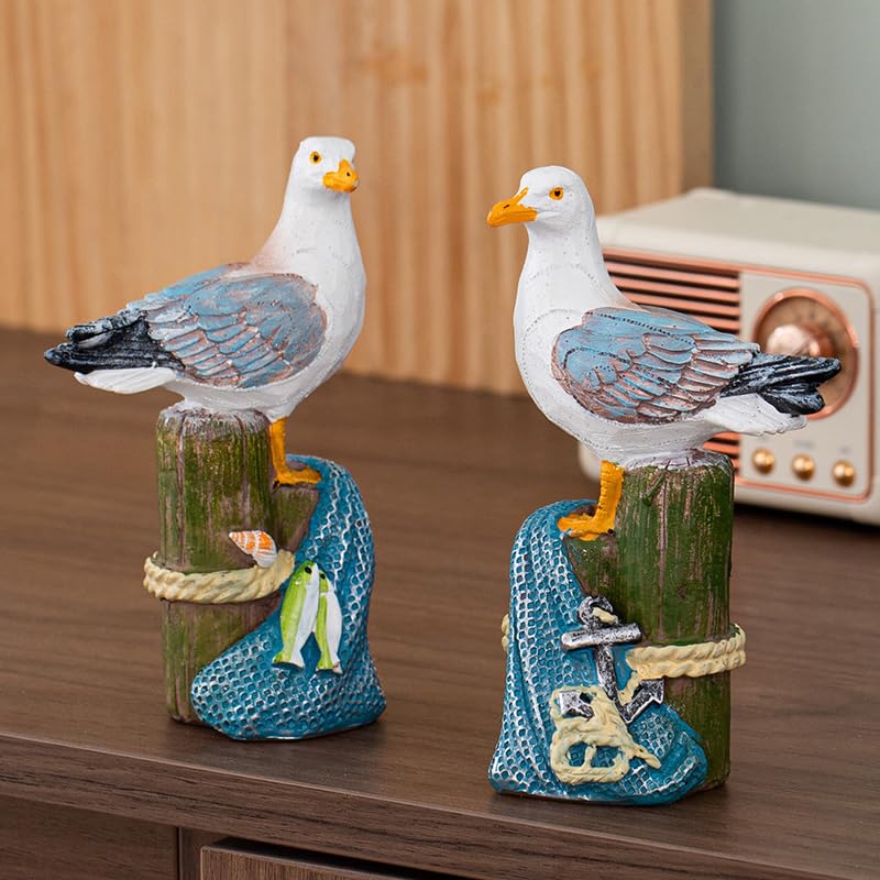 Par de gaviotas miniatura de resina 5.1 in miniatura 5