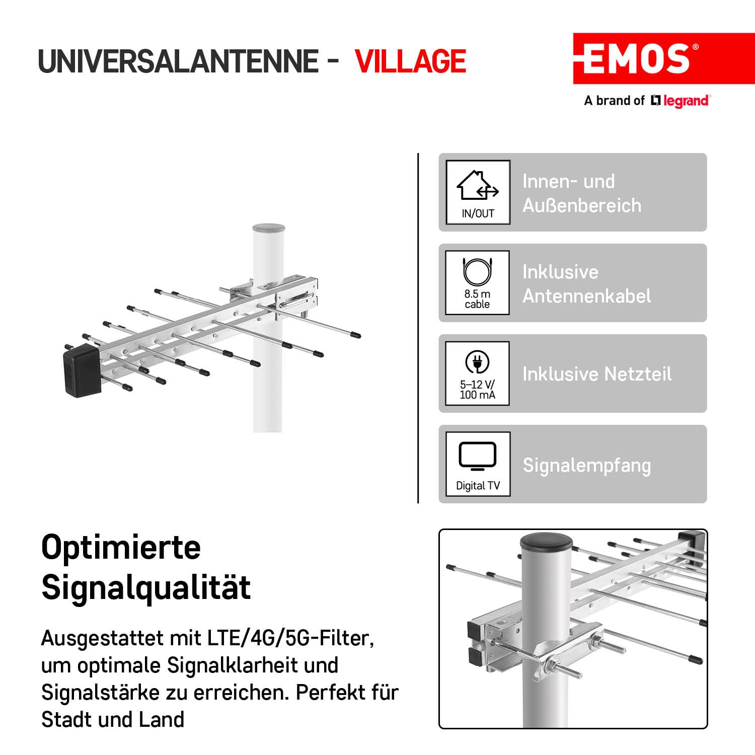 J0680 EMOS EM-116 venkovní anténa 14 dBi LTE/4G filtr EMOS